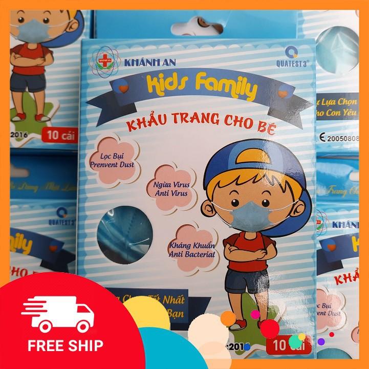 Hộp 10 cái Khẩu trang y tế Khánh An Kids Family dành cho trẻ em từ 1 đến 5 tuổi