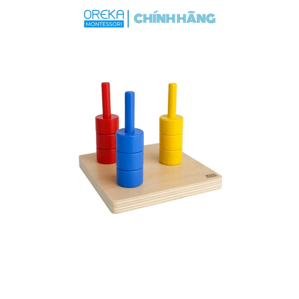 Đồ chơi trẻ em Oreka Montessori Các Đĩa/Dĩa tròn nhiều màu Xếp trên ba Trục đứng - 0150600