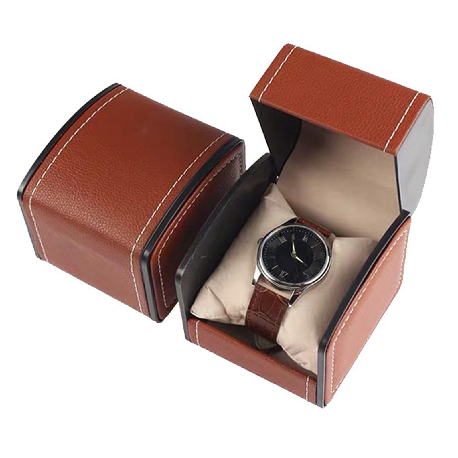2pcs Classic PU Leather Watch Case Display Holder Organizer Jewelry Boxes