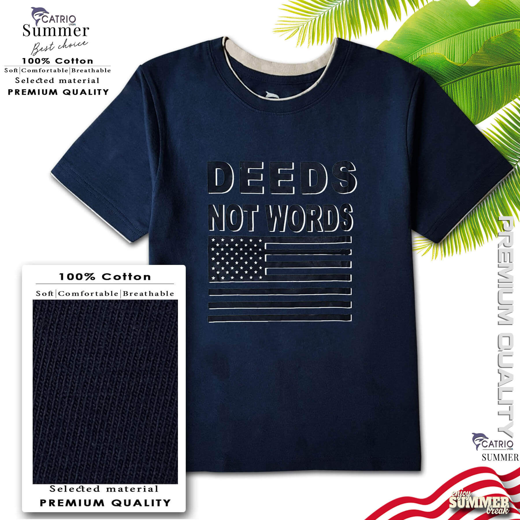 ÁO THUN BÉ TRAI NGẮN TAY CATRIO in DEEDS là áo phông trẻ em từ 9 tuổi đến 18 tuổi  với chất liệu 100% cotton an toàn, áo thun bé trai thuộc BST quần áo thời trang trẻ em CATRIO mùa hè 2022