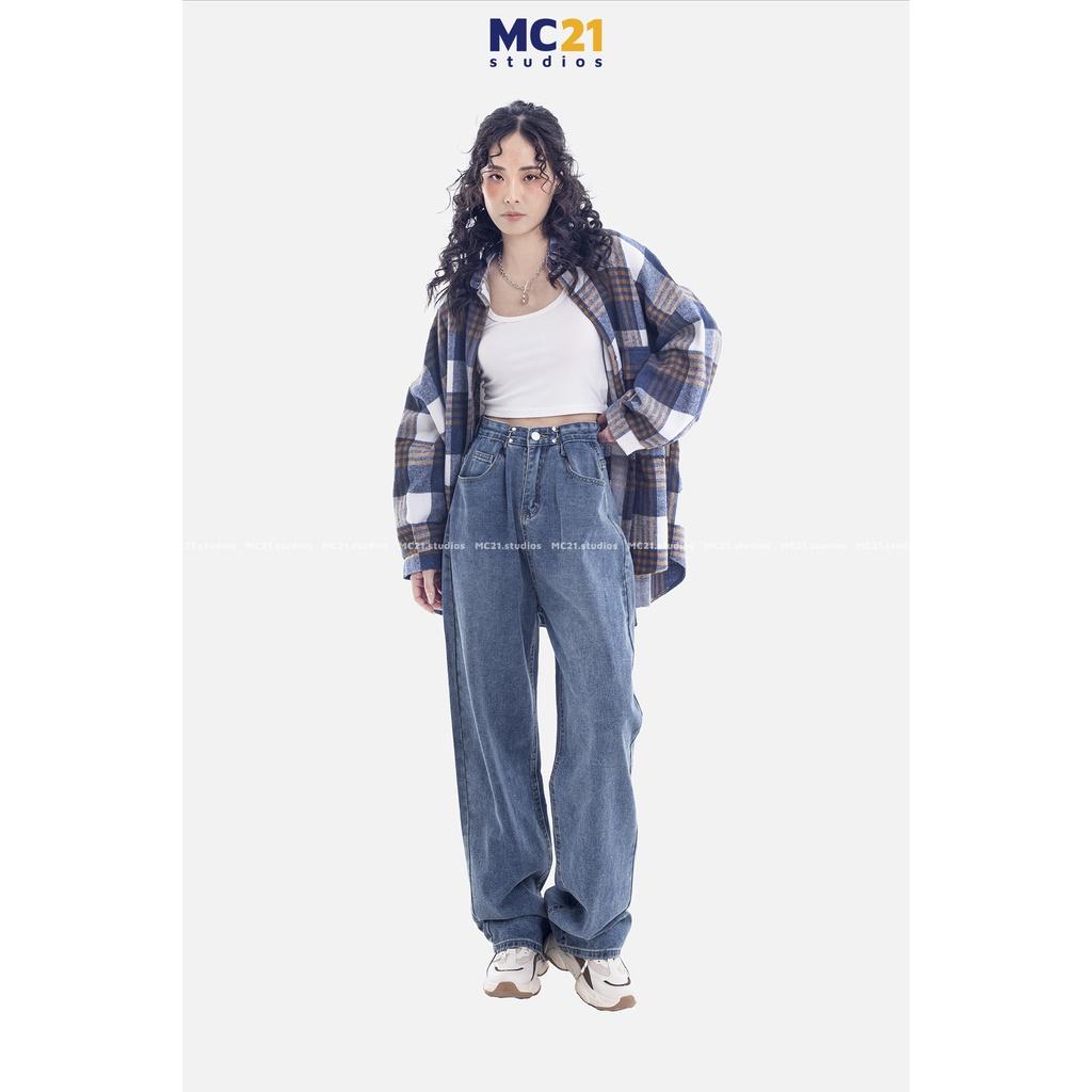 Quần jeans ống rộng MINION CLOTHING cài eo lưng cạp cao Unisex nam nữ Ulzzang chất jean bò cao cấp dày dặn Q5586