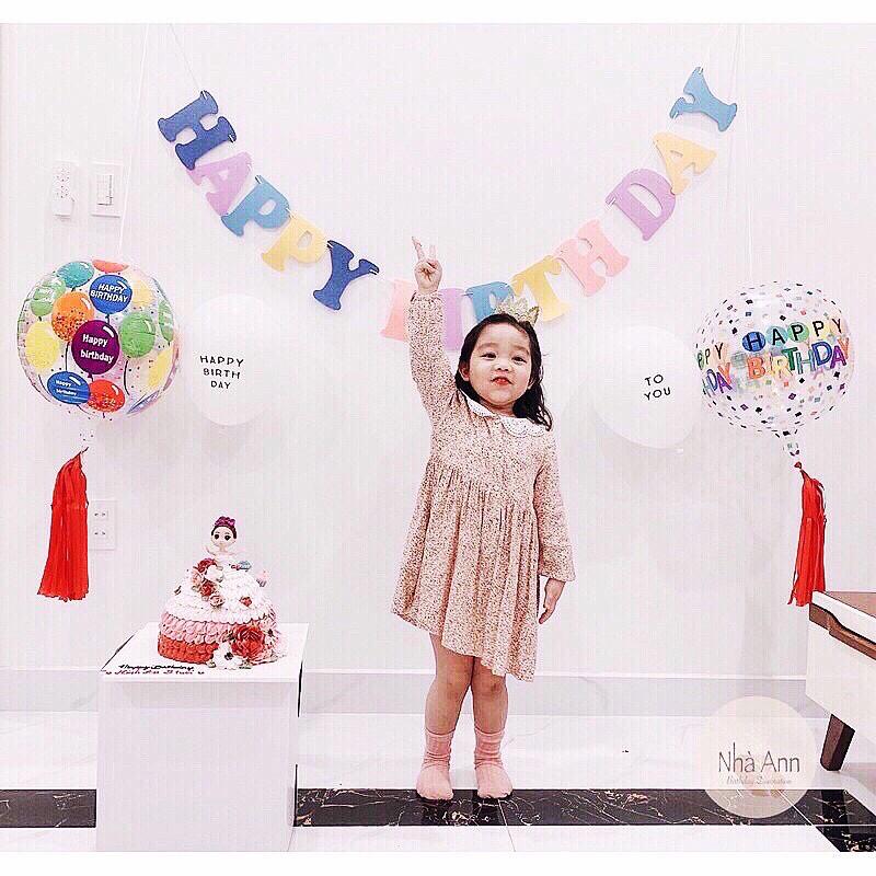 Bong bóng 4D in chữ Happy birthday trang trí sinh nhật, sự kiện cho bé trai, bé gái 22 inch nhiều màu - BOBABO