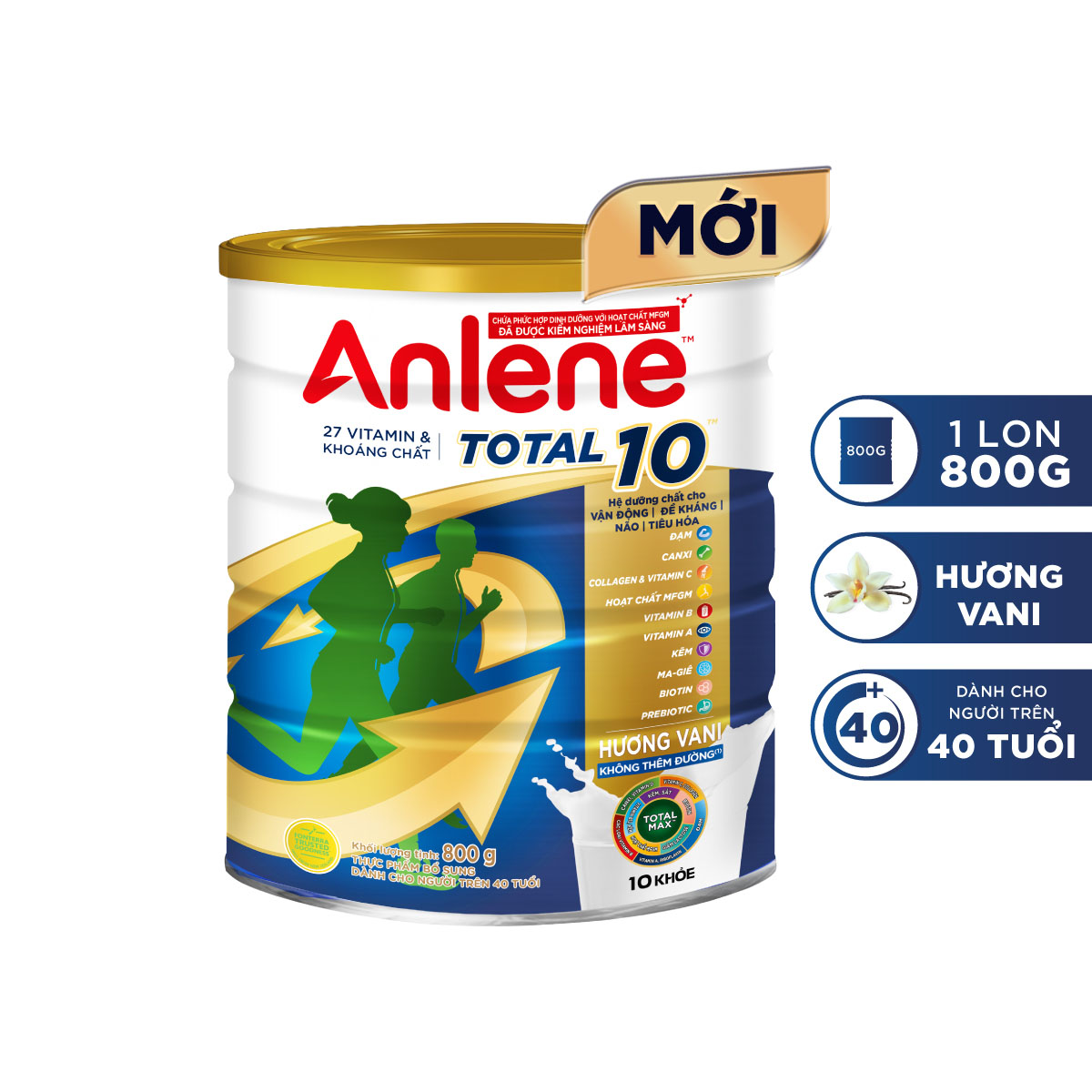 [Bộ quà tặng Tết] Sữa bột bổ sung dinh dưỡng Anlene TOTAL 10 800g tặng hộp tiện lợi 110g