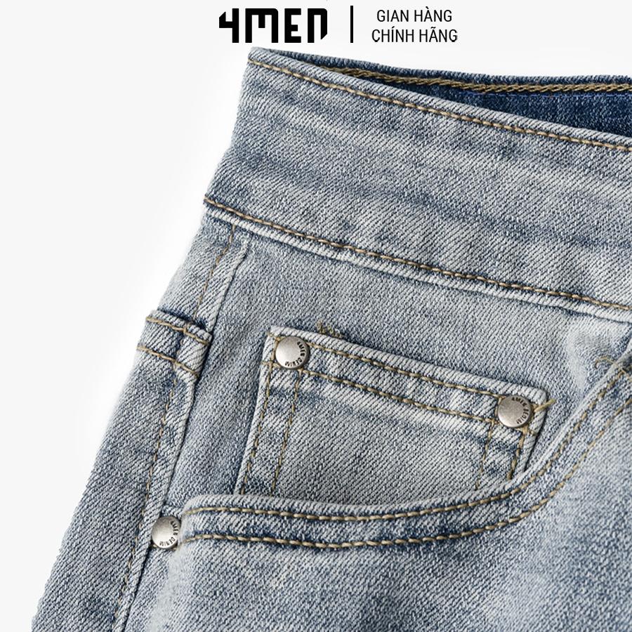 Quần Jeans Nam Cao Cấp Xanh Rách 4MEN QJ039