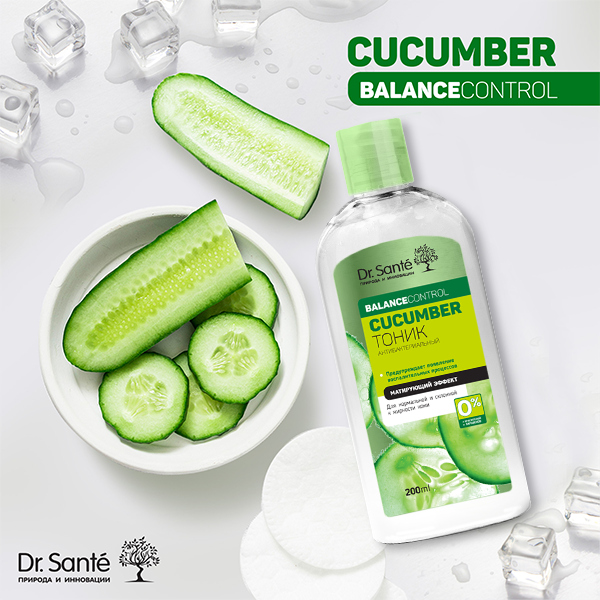 Nước cân bằng Dr.Sante Cucumber Balance Control kháng khuẩn dành cho da hỗn hợp 200ml