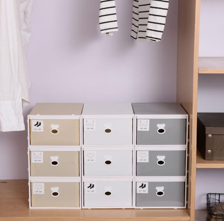Hộp lưu trữ 3 tầng đựng đồ lót, tất... kích thước 42x32x23cm - màu sắc giao ngẫu nhiên