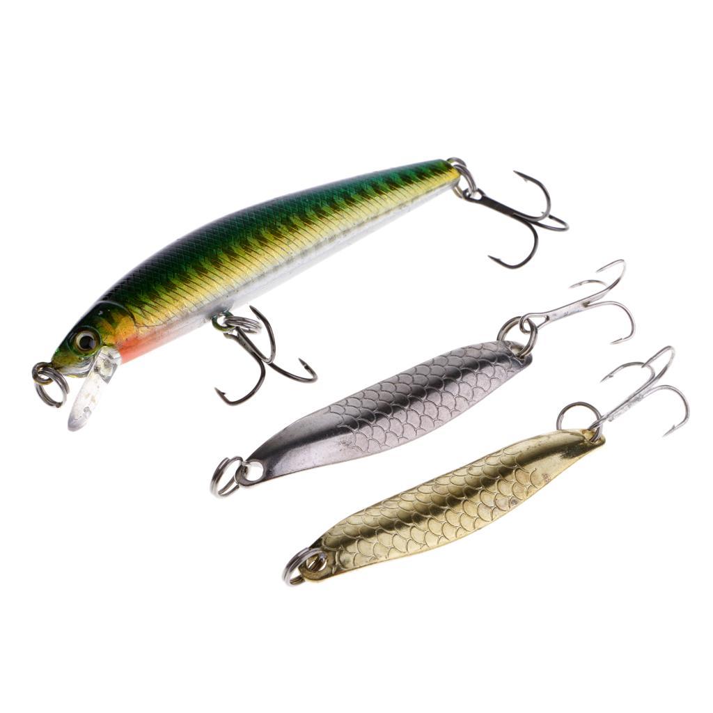 Fishing Lures Kit Mixed Hard Lures Spoon Baits and Accessories