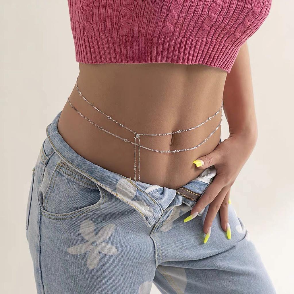 Chain thắt eo trần 2 sợi mảnh nhỏ Chain thắt eo phối croptop siu xinh