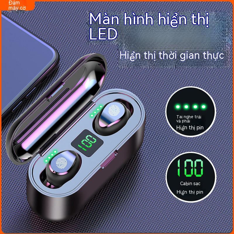 F9 chạm vào tai nghe bluetooth 5.0 TWS với năng lượng cho thấy tai nghe thực sự chuyển động không dây