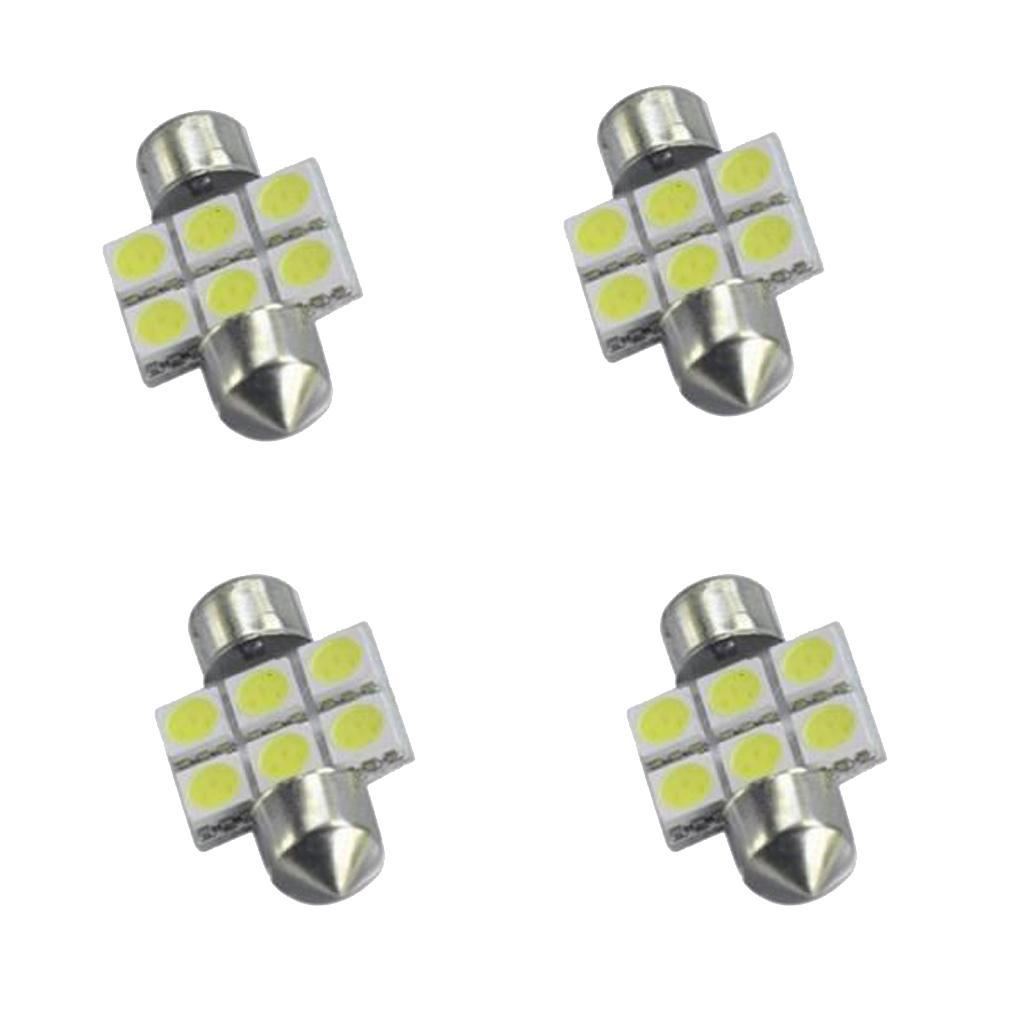 4pcs 31mm Length 6SMD 5050 LED Bulbs for Dome Number Plate