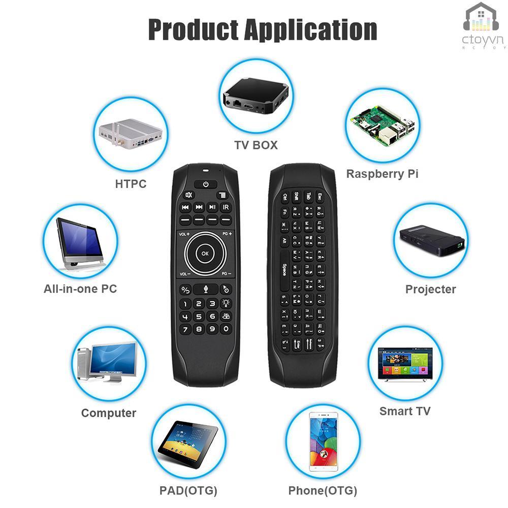 Bàn phím không dây 2.4G điều khiển bằng giọng nói 6 trục cho TV thông minh Android TV BOX PC