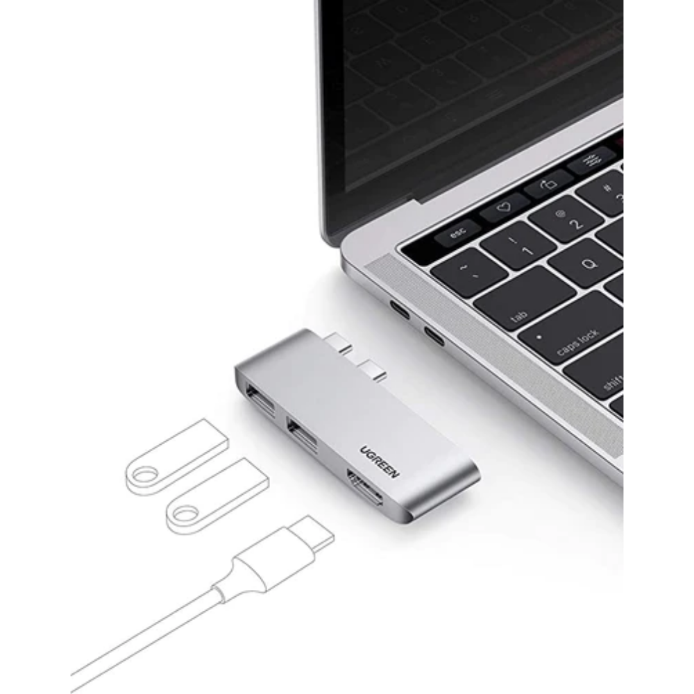 Bộ chuyển đổi Macbook USB C Hub UGREEN 10914 3-IN-2 hàng chính hãng