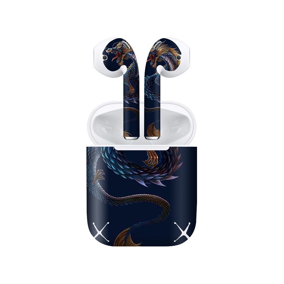 Miếng dán skin chống bẩn cho tai nghe AirPods in hình Rồng Dragon - dra031 (bản không dây 1 và 2)