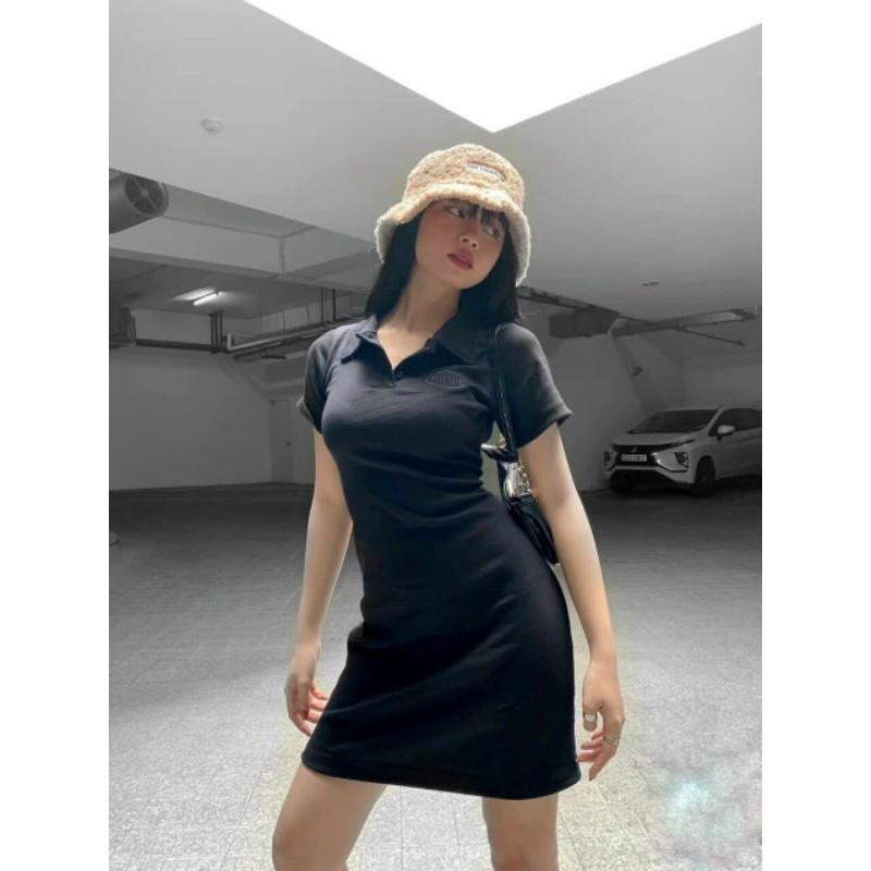 Đầm body đen thun tay ngắn