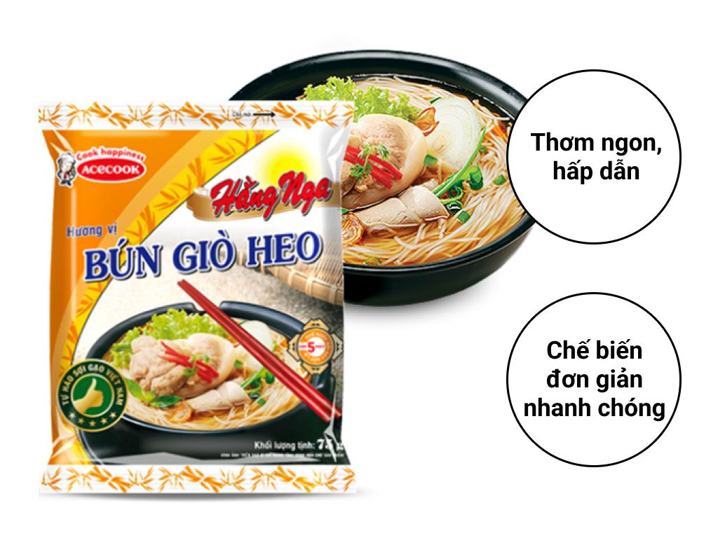 [BÚN GIÒ HẰNG NGA] BÚN GIÒ HEO HẰNG NGA THÙNG 30 GÓI X 75GRAM