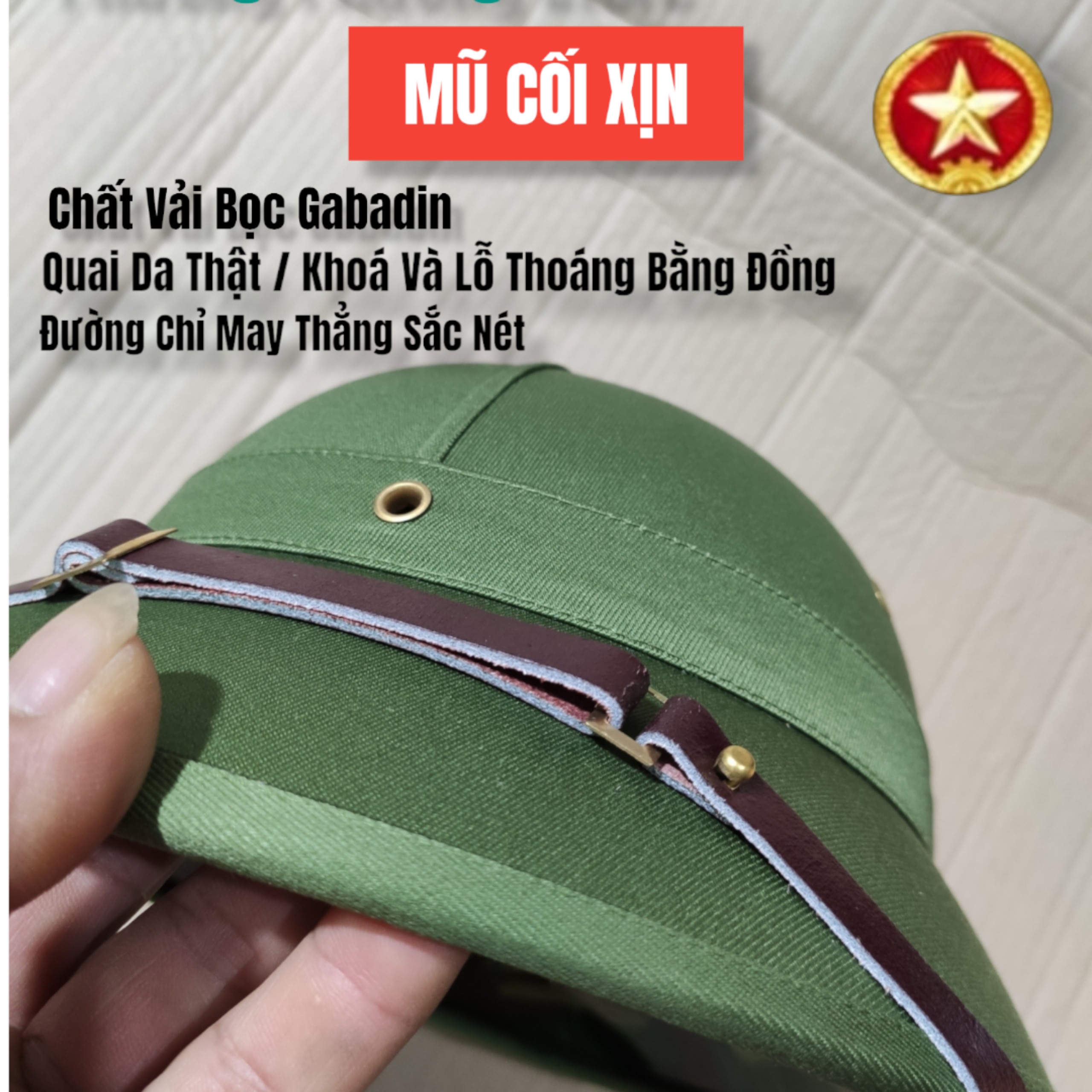 MŨ CỐI ARMY K82 XỊN MŨ CỐI VẢI BỌC GABADIN QUAI DA THẬT LÒNG CỐT PHÍP ĐÚC NGUYÊN KHỐI CAO CẤP