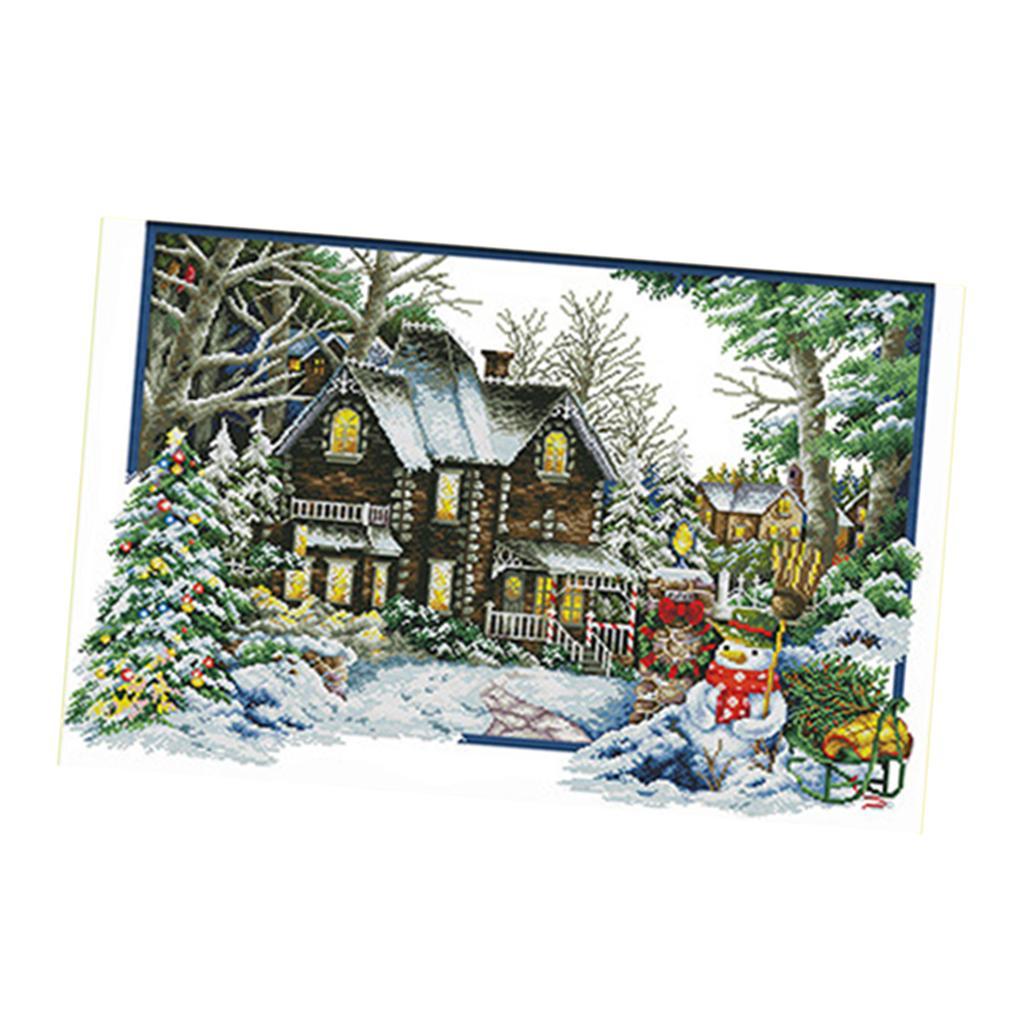 DIY Stamped Cross Stitch Winter Kits Thread Needlework Embroidery Printed