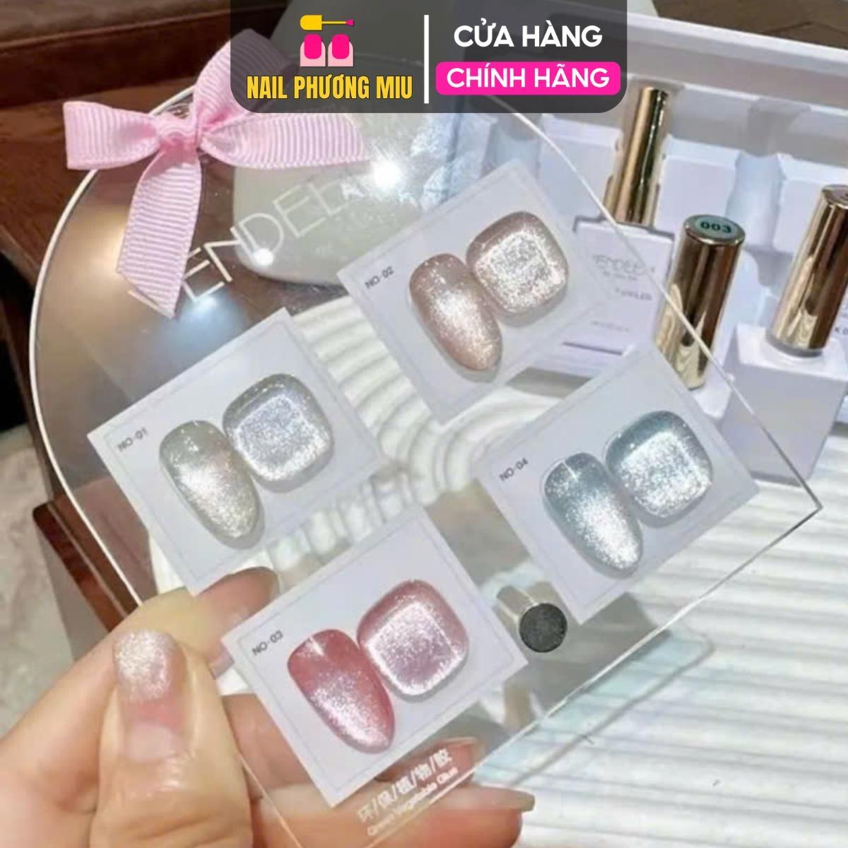 Set Sơn Mắt Mèo Ánh Trắng Kim Cương VENDEENI 4 Màu Siêu Sáng Sơn Gel thạch đỏ Đậm Mướt Tặng Kèm Bảng Màu Cao Cấp Nữ Women ombre