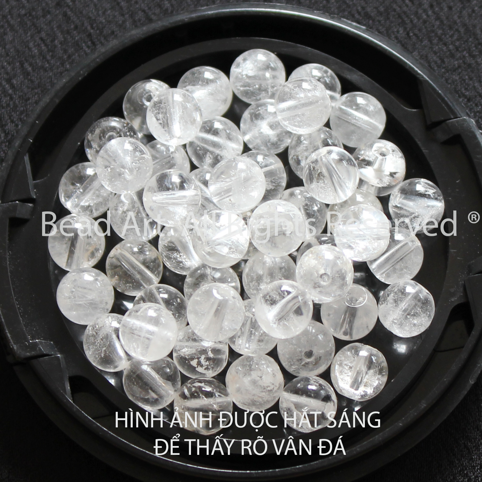 [3-5-10 Hạt] 6MM Đá Thạch Anh Trắng Vân Rạn Tự Nhiên, White Quartz, Đá Phối Vòng Tay Phong Thuỷ, Chuỗi Hạt, Trang Sức, Mệnh Kim, Thuỷ - Bead Art