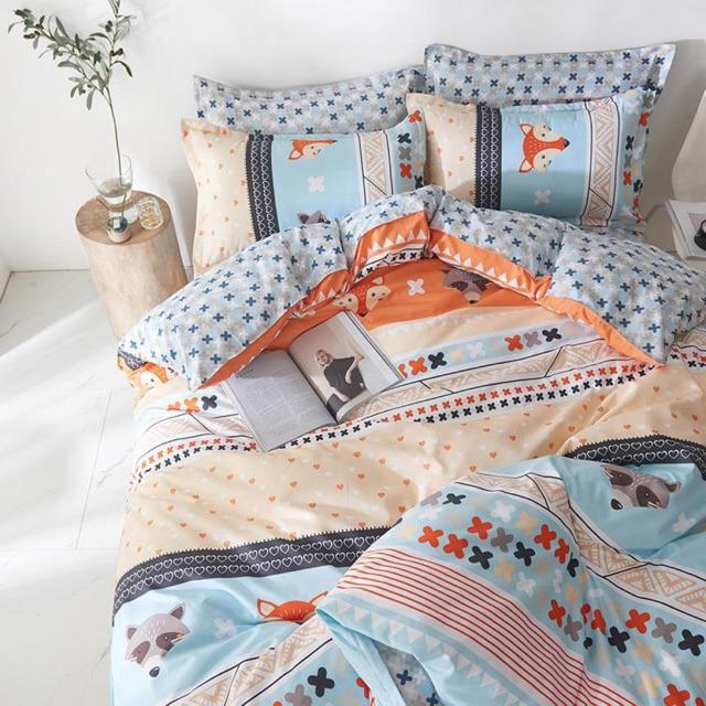 Set Chăn Ga Thổ Cẩm Bé Cáo Xinh Cotton Poly Đanh Mát Dày Dặn