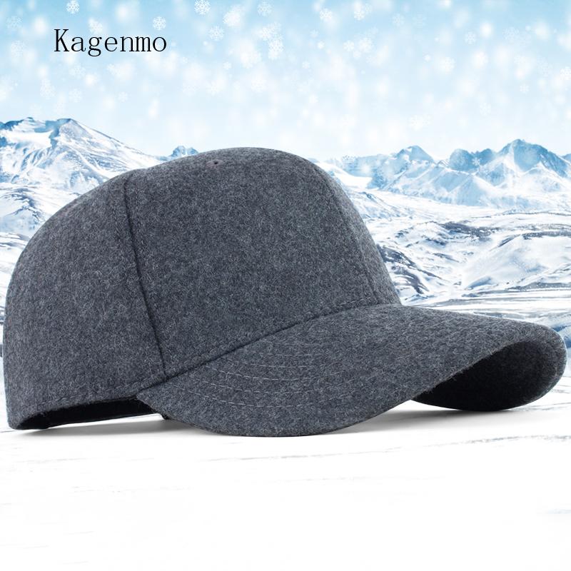Kagenmo Nam Mùa Đông Ấm Mũ Nón Nam Len Mũ Bóng Chày Mùa Đông Bộ Đội Người Cao Tuổi Mùa Thu Đông Cotton Mũ Dành Cho người Đàn Ông
