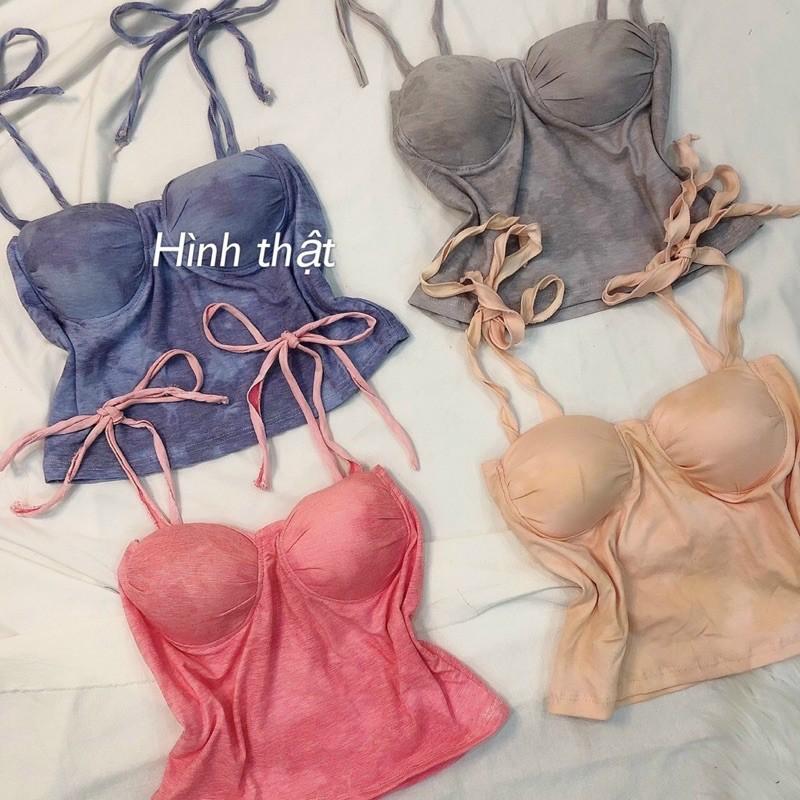 áo 2 dây nhún có mút ngực chất thun borip cao cấp B5T