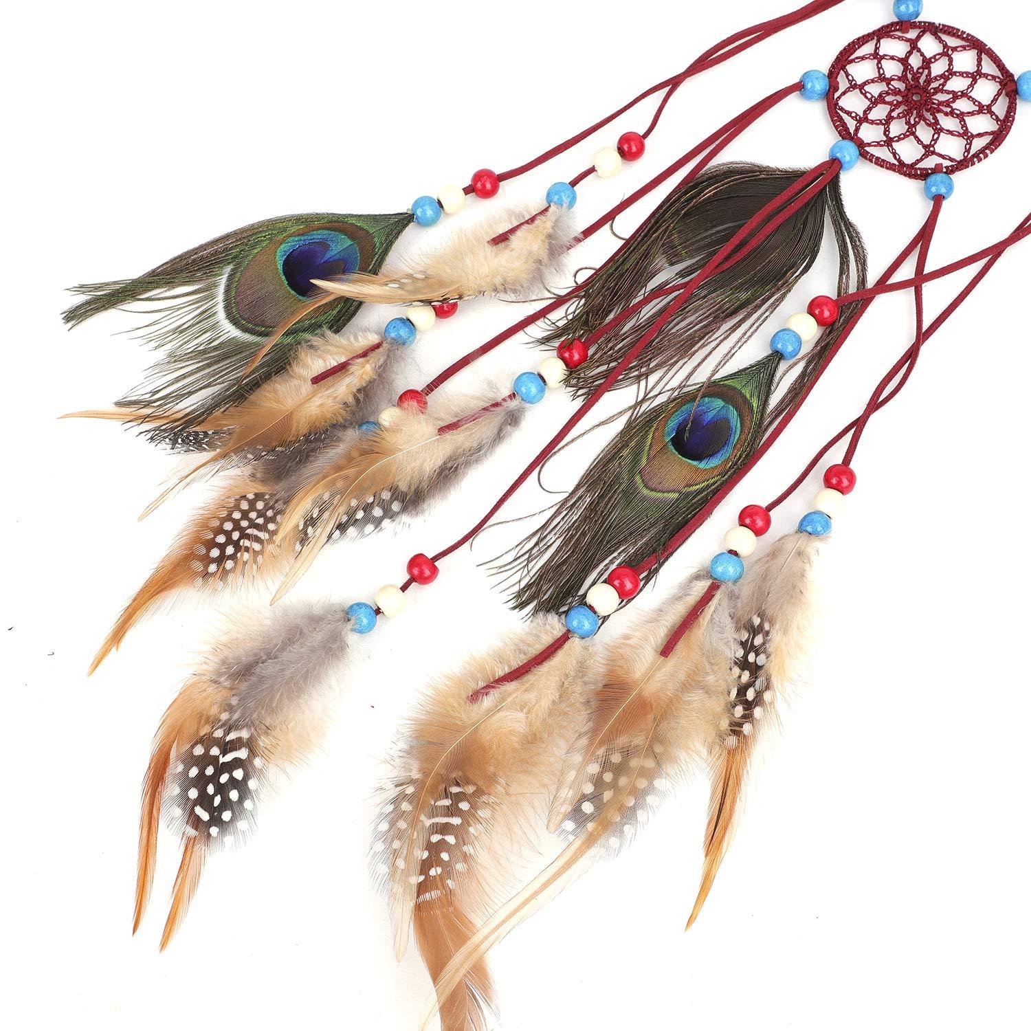 Băng đô lông vũ Ấn Độ, Chuỗi tóc tua rua Boho Mũ trùm đầu Dream Catcher