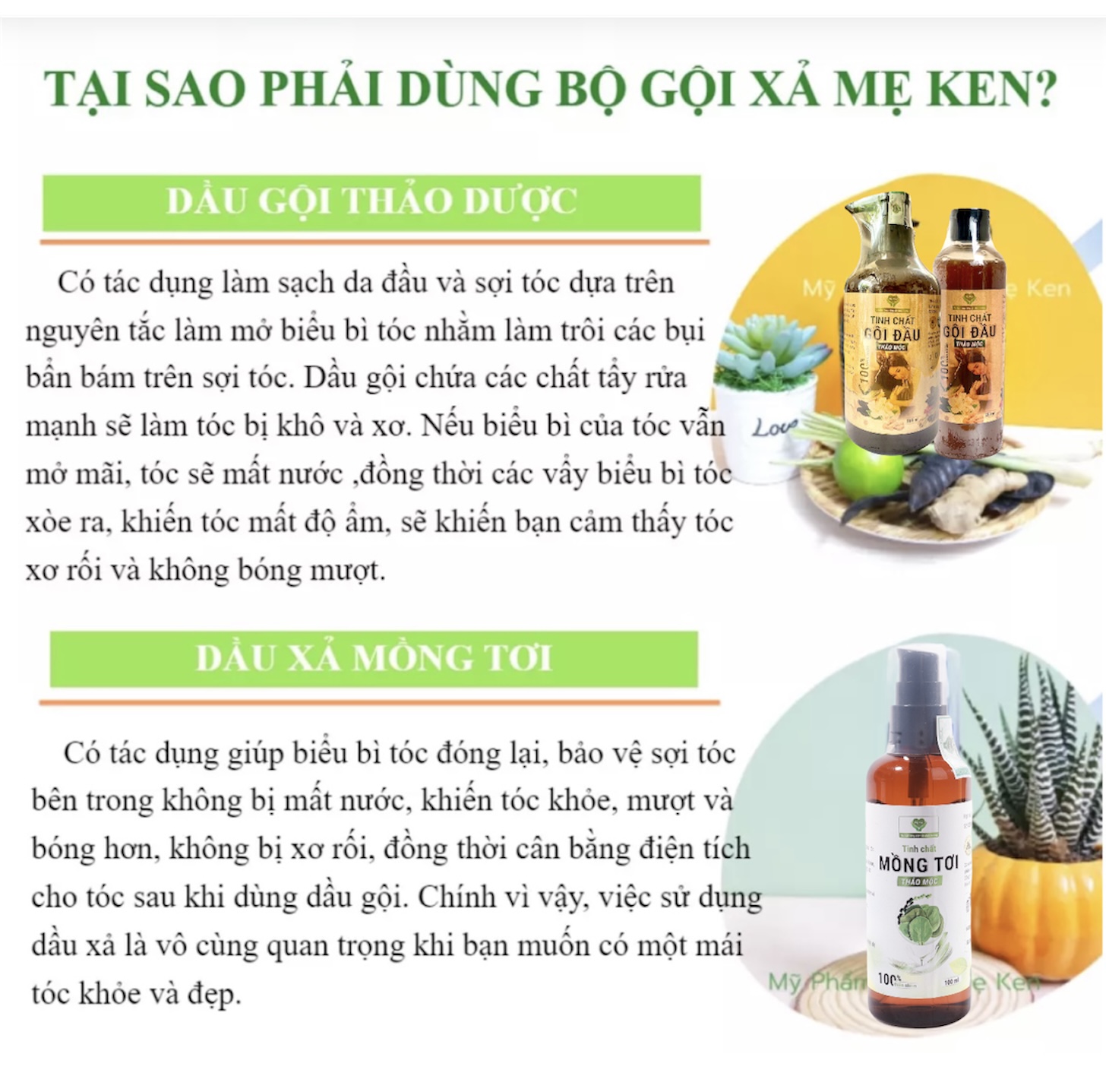 Tinh chất thảo mộc mồng tơi MẸ KEN - dầu xả thiên nhiên, suôn mượt tóc