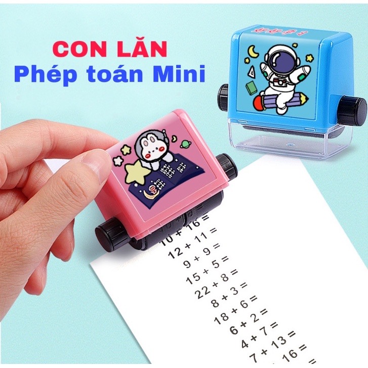 Máy in con lăn phép tính cho bé tiện lợi (tặng kèm 1 lọ mực), con lăn phép tính tự động