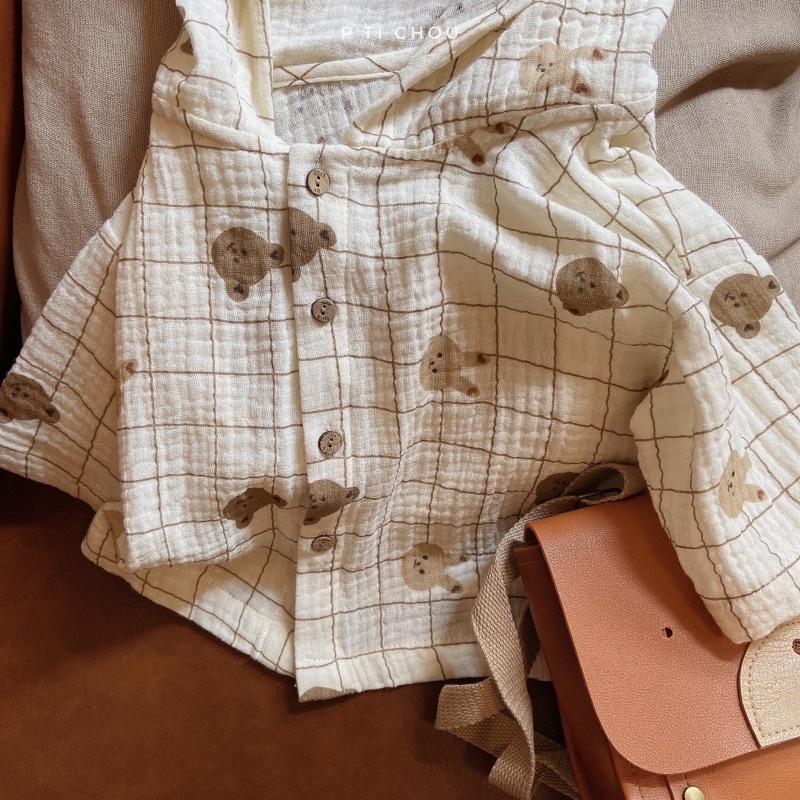 Áo khoác muslin Gấu Thỏ cho bé P'ti chou ( Rabbit cardigan