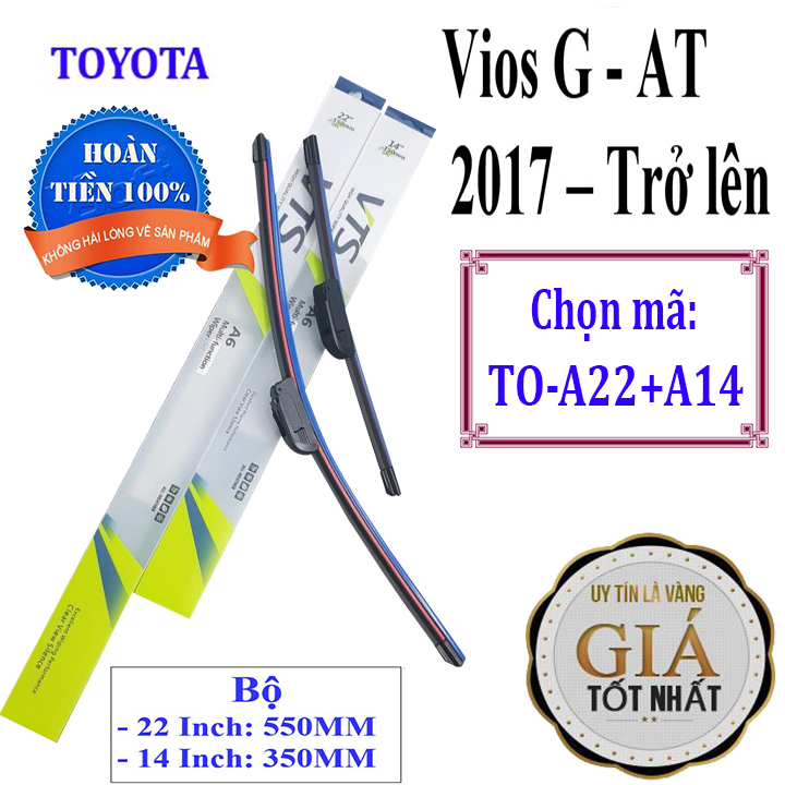 Bộ 2 thanh gạt nước mưa ô tô, xe hơi chất liệu Nano xương mềm dành cho các dòng xe Toyota