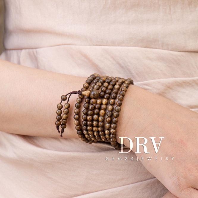 VÒNG TAY NỮ CHUỖI HẠT GỖ TRẦM HƯƠNG TỐC MIX CHARM HOA SEN 4mm 6mm