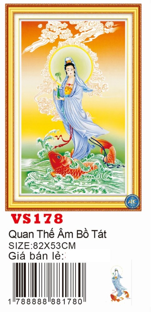 Tranh đính đá quan thế âm bồ tát VS178 - 82 x 53 cm - chưa đính