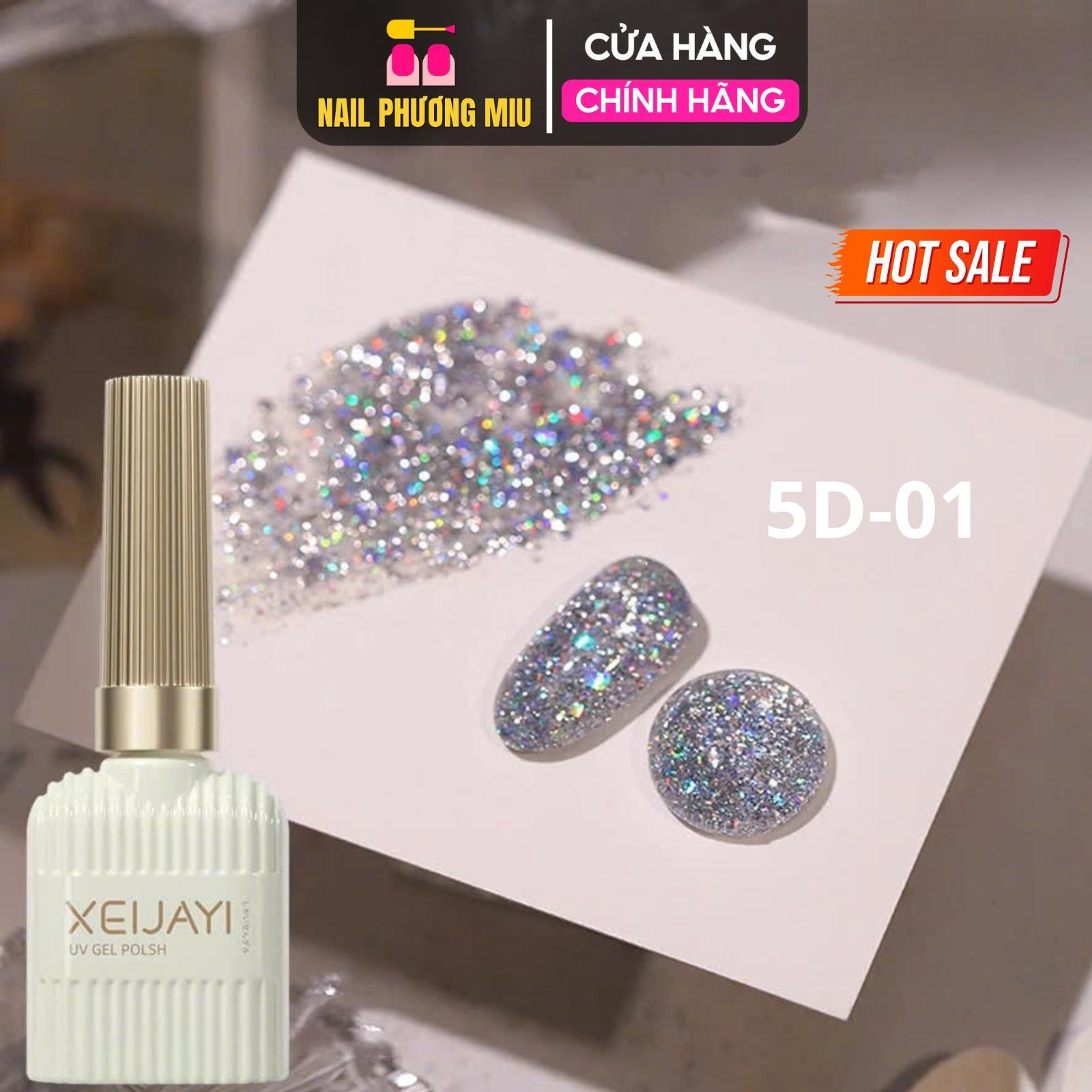 Sơn Gel Nhũ Flash 5D XEIJAYI Siêu Sáng Kim Tuyến Trắng Bạc 5D-01 Nhũ Vàng 5D-05 Lấp Lánh Làm Nail Siêu Hot, Ánh Kim Lấp Lánh, Gel Đặc Mịn Màu Chuẩn