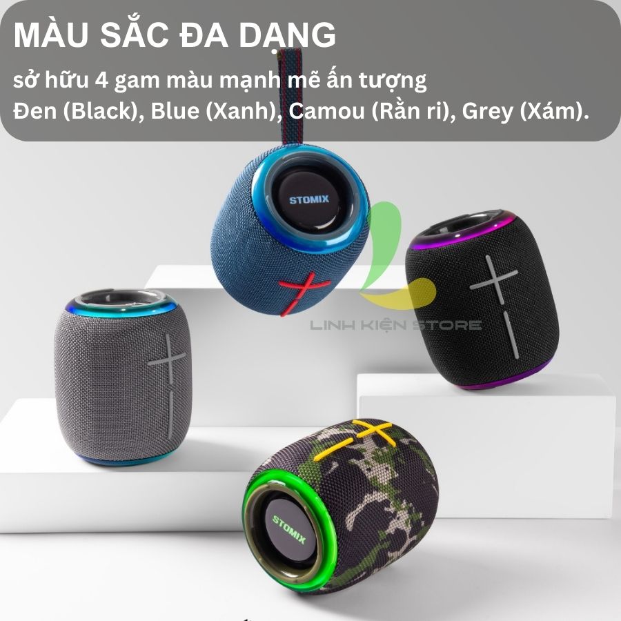 Loa Bluetooth GoChek Stomix C8 - Loa nghe nhạc mini khả năng chống nước IPX7, chuẩn nén âm thanh AAC - Hàng chính hãng