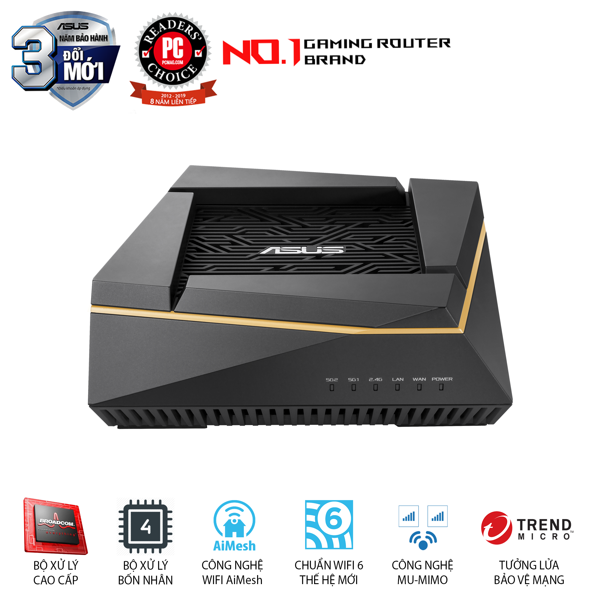 Router Wifi Mesh Asus RT-AX92U 3 Băng Tần AX6100 - Hàng Chính Hãng