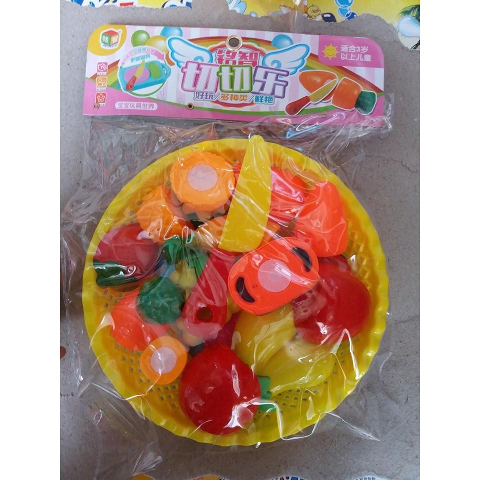 Bộ đồ chơi cắt hoa quả bằng nhựa nguyên sinh cho bé (kèm rổ)