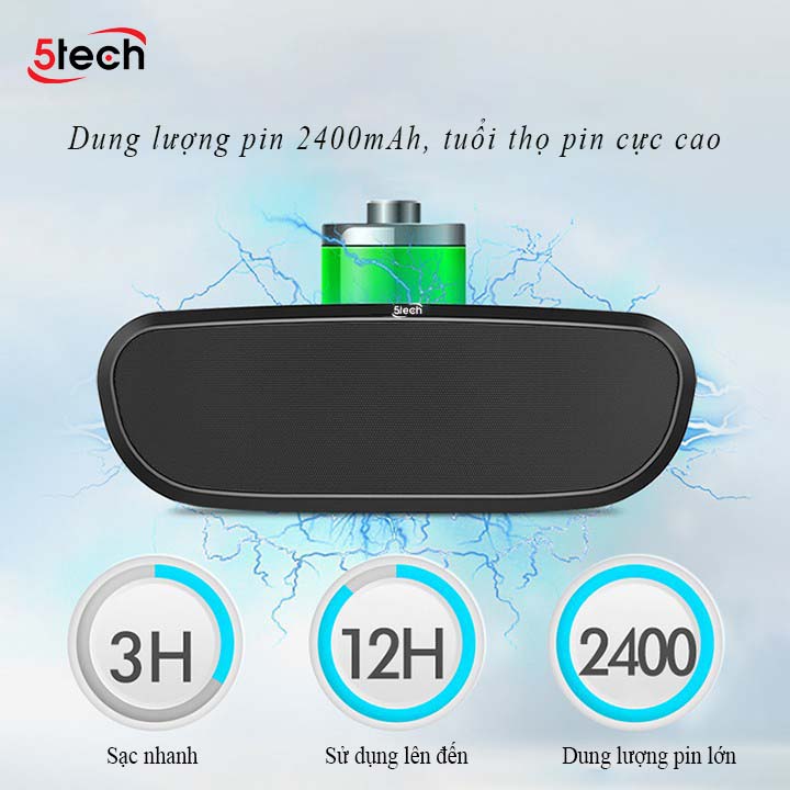 Loa bluetooth mini di động 5TECH BS1 hàng chính hãng, loa cầm tay âm thanh sống động, âm bass siêu trầm nghe nhạc cực đỉnh dành cho điện thoại, máy tính,...