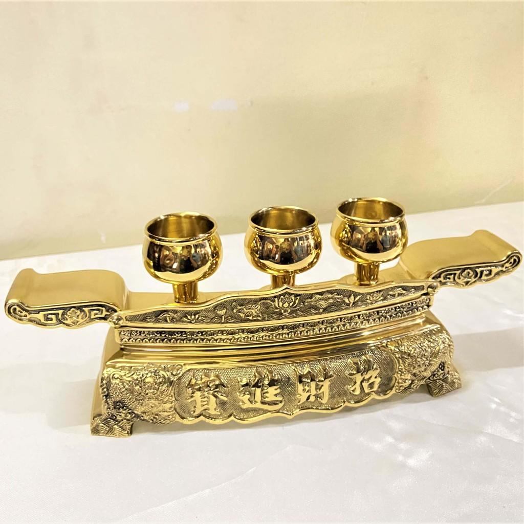 Bộ Chung Nước Cúng Khắc Sen Rồng Bằng Đồng mẫu 3