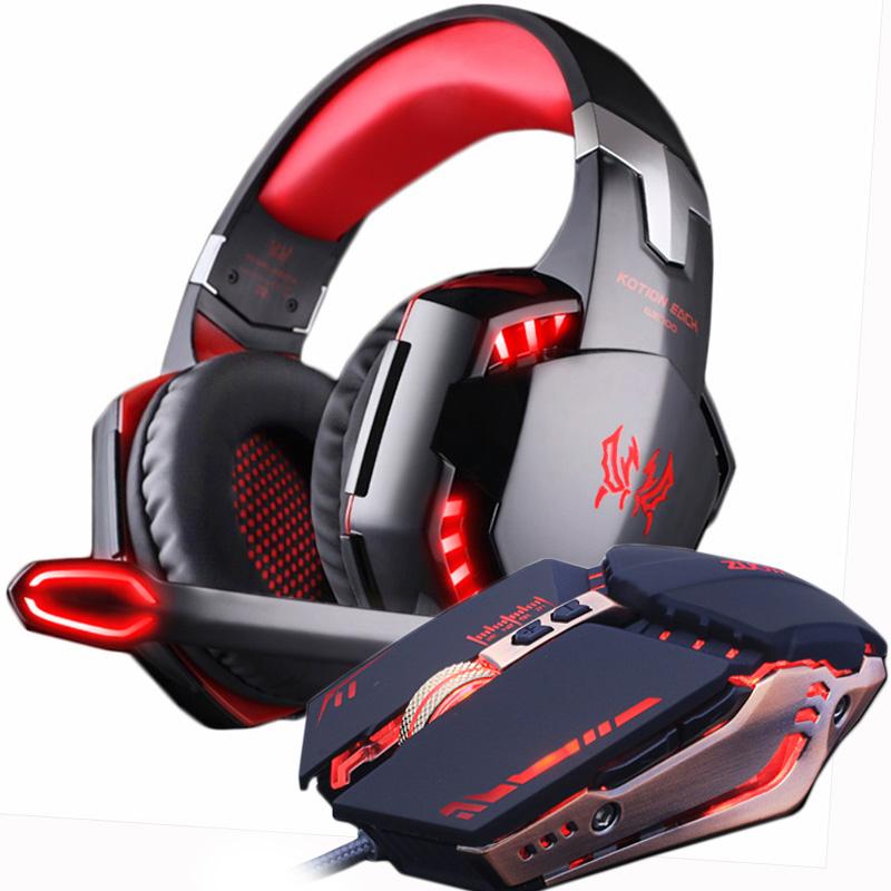 Tai Nghe Chơi Game Và Chuột Chơi Game 4000 DPI Có Thể Điều Chỉnh Âm Thanh Nổi Game Thủ Tai Nghe Tai Nghe + Game Thủ Chuột LED Quang Có Dây Cổng USB