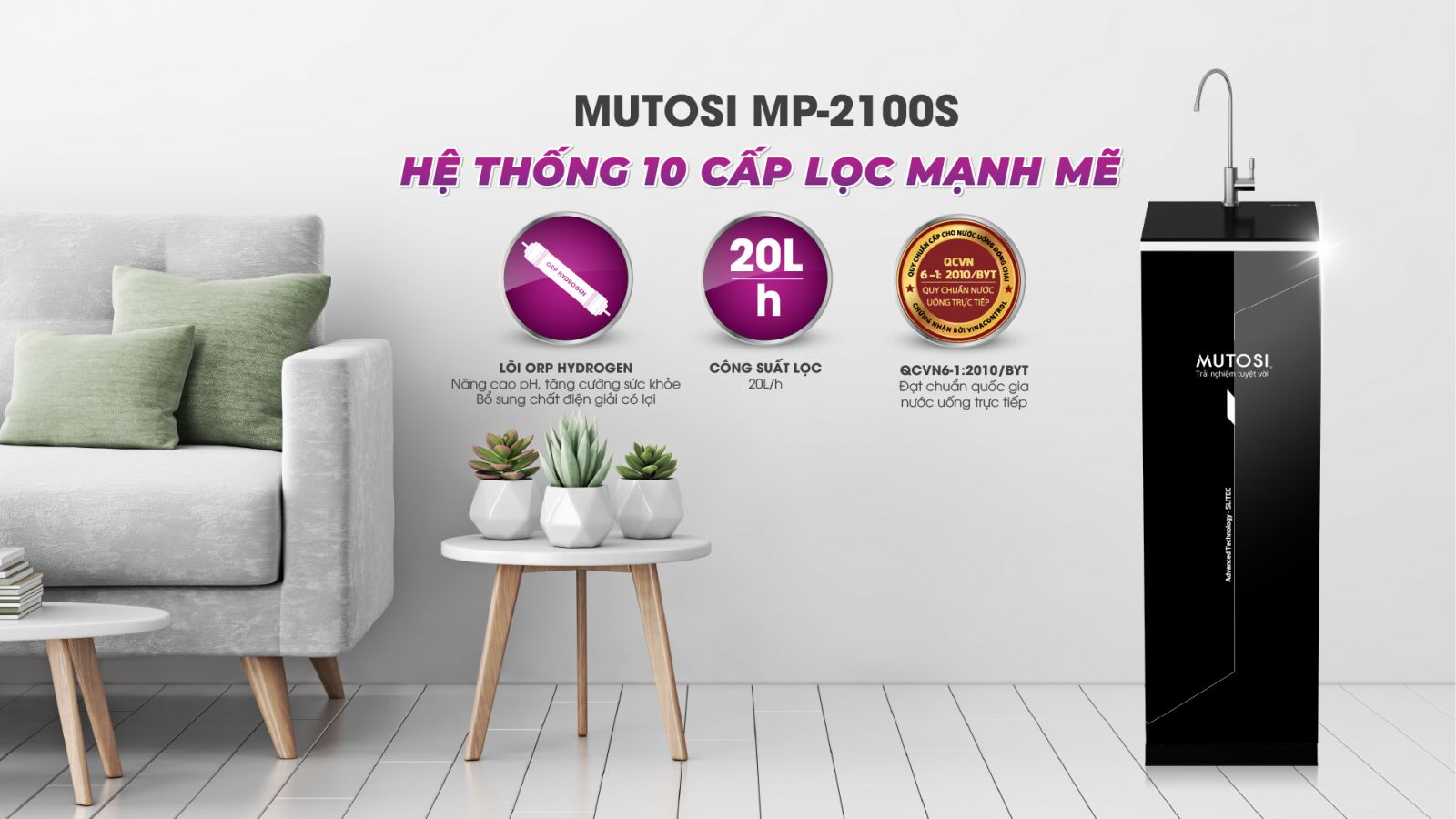 Máy lọc nước Mutosi 10 lõi MP-2100S - Công nghệ nhật bản - Hàng chính hãng