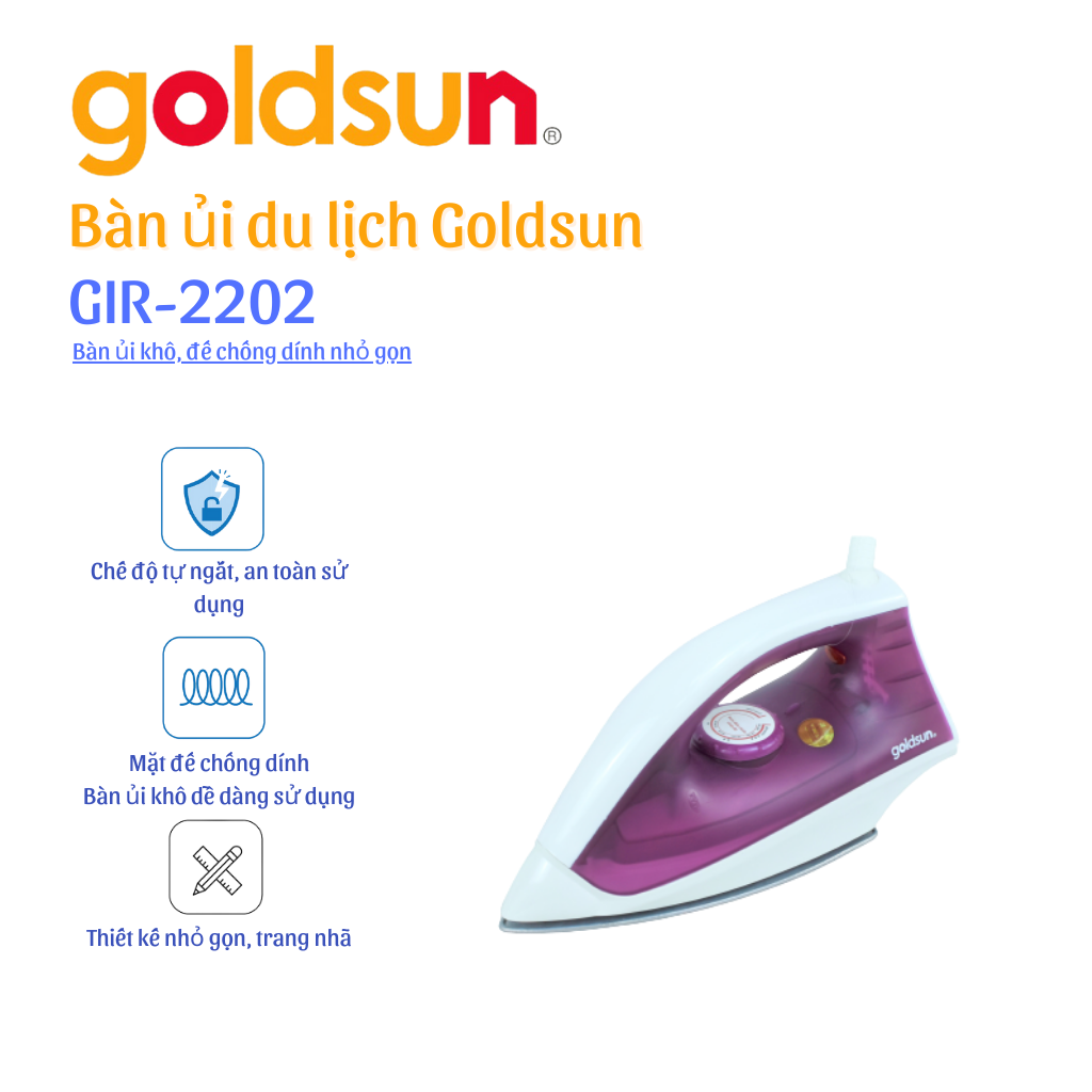 Bàn là khô Goldsun GIR2202- Hàng chính hãng