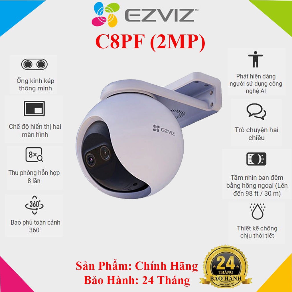 Camera WiFi Quay Quét, Ống kính kép EZVIZ C8PF 2MP, KÈM THẺ 64GB- HÀNG CHÍNH HÃNG
