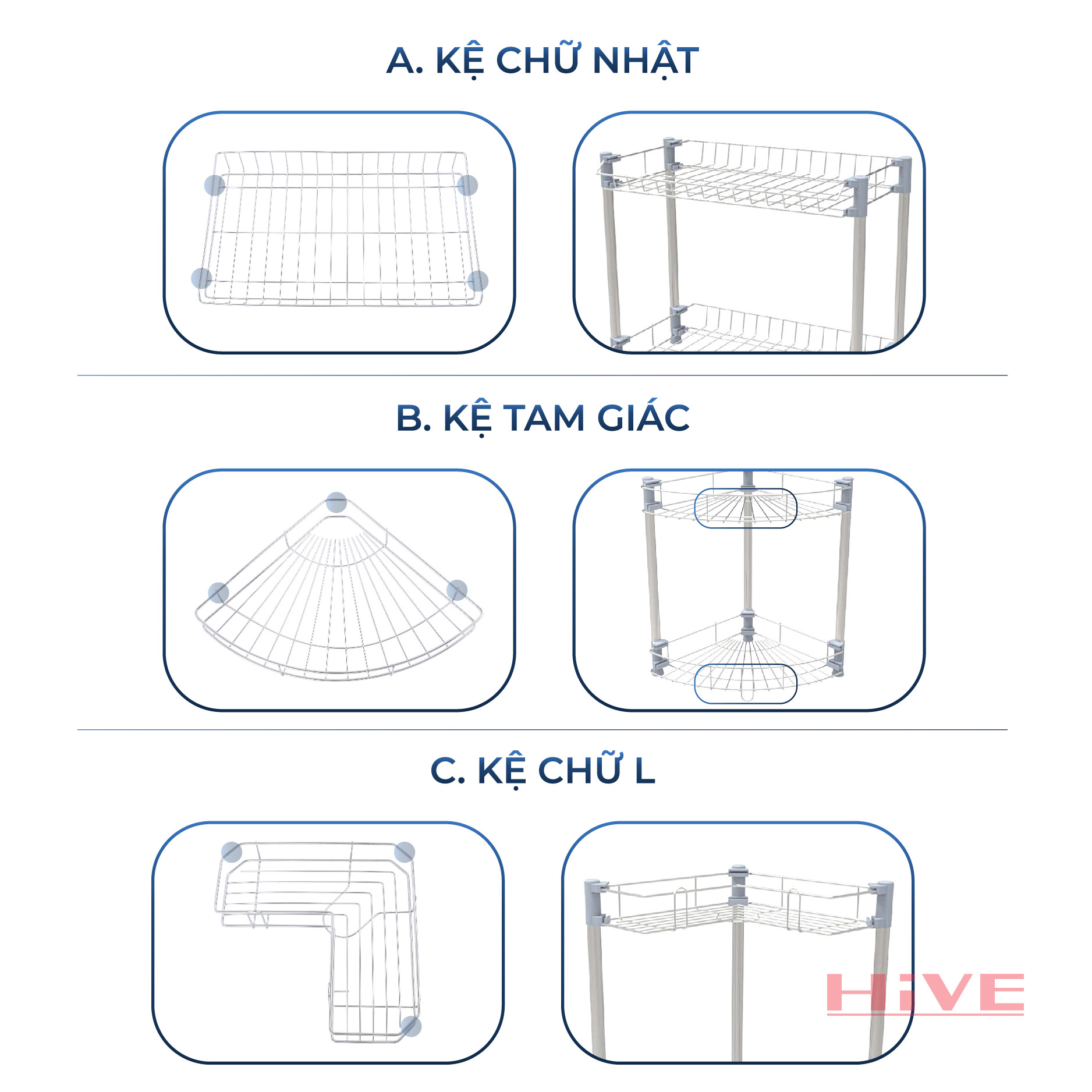 Kệ Hình Chữ Nhật 2/3/4 Tầng Cao Cấp