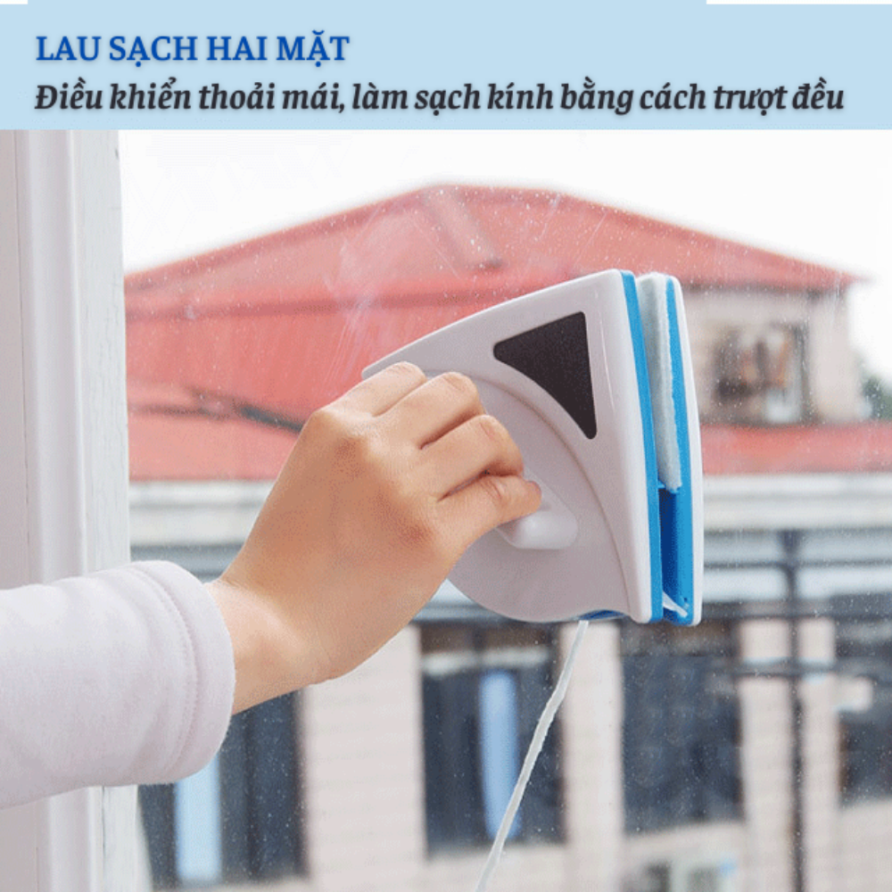 Dụng cụ lau kính 2 mặt hít nam châm tam giác - Dụng cụ vệ sinh lau cửa kính thông minh - Sử dụng lực hút nam châm cực mạnh giúp bạn vệ sinh cực tốt