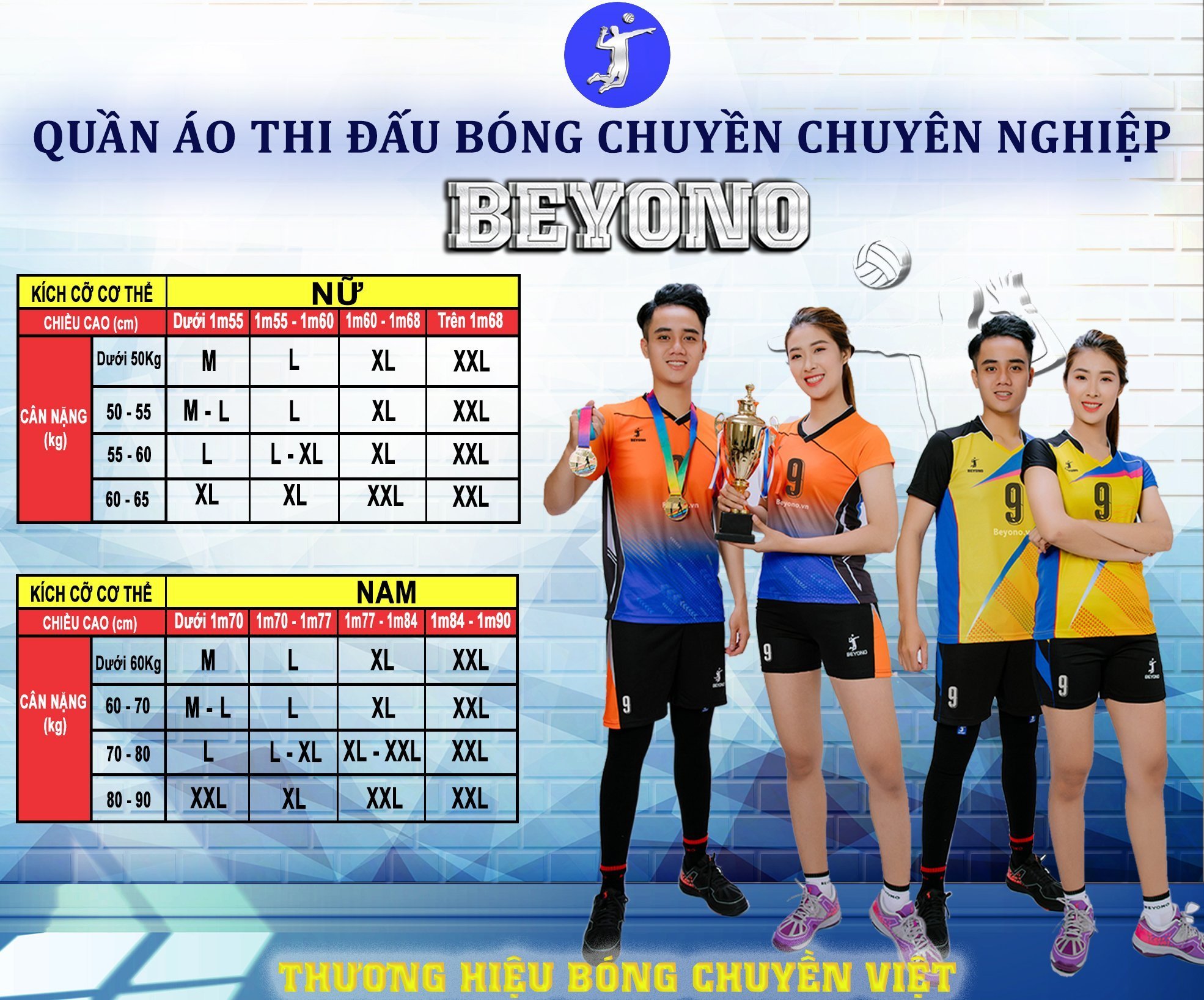 Quần áo bóng chuyền nam nữ Beyono