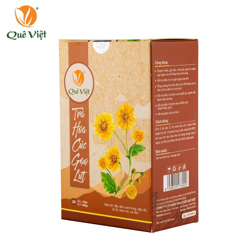 Combo 5 hộp Trà hoa cúc gạo lứt Quê Việt + tặng 1 hộp sữa hạt dinh dưỡng 259k , hộp ( x 600gr/hộp)