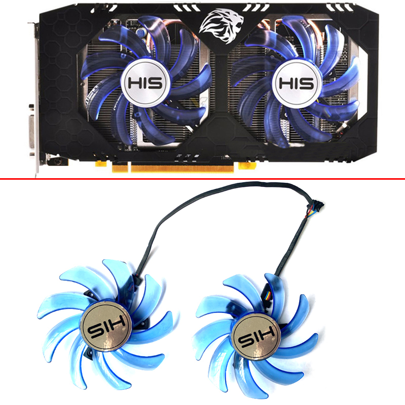 2PCS 85MM FDC10H12S9-C 4PIN R&X470 Cooler Fan For HIS R&X 470 IceQ X2 Turbo 4GB R&X 470 IceQ X2 OC 4GB RX&474 R&X570 R&X574 R&X580 Fans