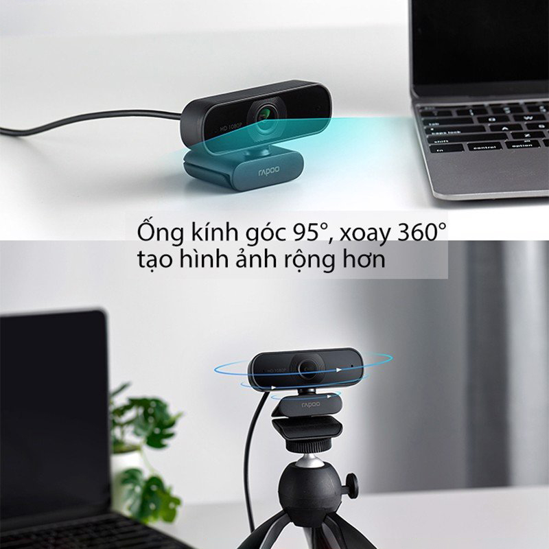 Webcam HD 1080P, góc 95° siêu rộng, tự động lấy nét, tích hợp micro - Rapoo C260 - Hàng chính hãng