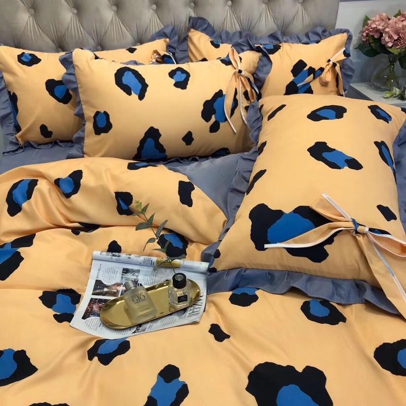 Bộ Chăn Ga Gối Cotton Silk Viền Bèo Cao Cấp - loại 1